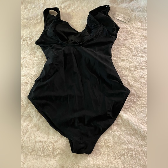 Women's V-Neck One Piece Swimsuit Tummy Control Wrap Tie Side Monokini - Picture 4 of 4